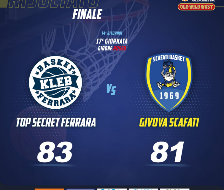 Serie A2 Girone Rosso, Givova Scafati sconfitta a Ferrara 83-81